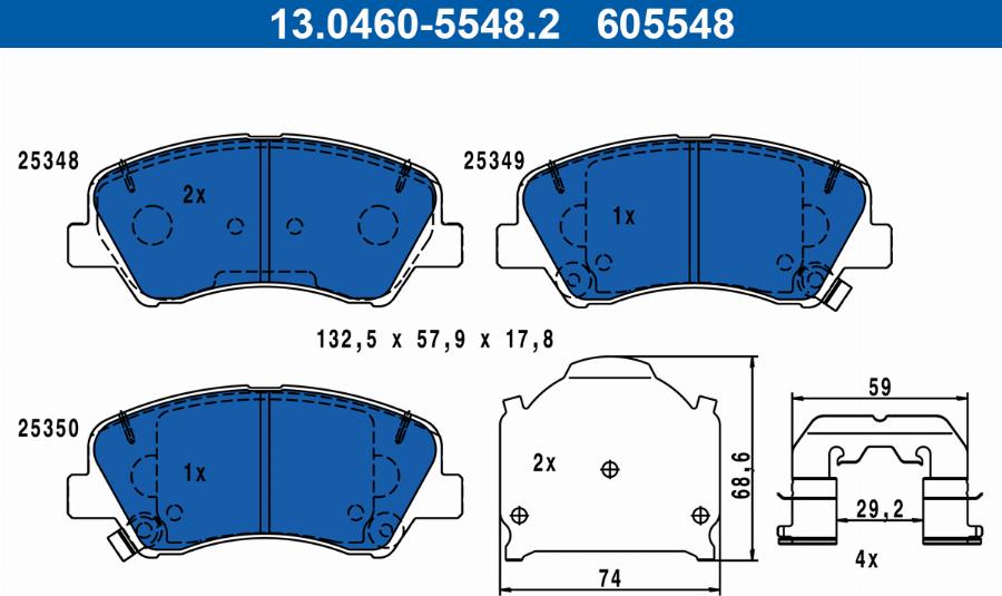 ATE 13.0460-5548.2 - Тормозные колодки, дисковые, комплект onlydrive.pro