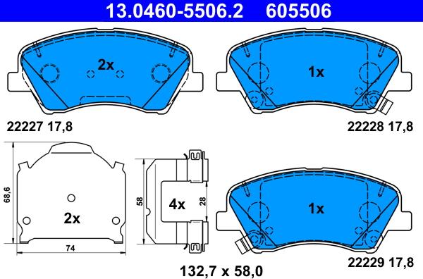 ATE 13.0460-5506.2 - Brake Pad Set, disc brake onlydrive.pro