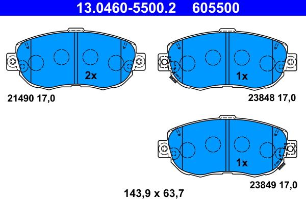 ATE 13.0460-5500.2 - Brake Pad Set, disc brake onlydrive.pro