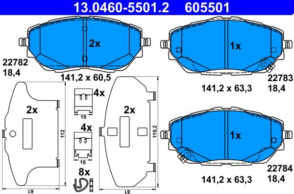 ATE 13.0460-5501.2 - Brake Pad Set, disc brake onlydrive.pro