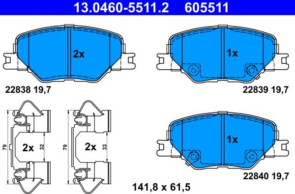 ATE 13.0460-5511.2 - Brake Pad Set, disc brake onlydrive.pro