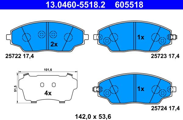 ATE 13.0460-5518.2 - Brake Pad Set, disc brake onlydrive.pro