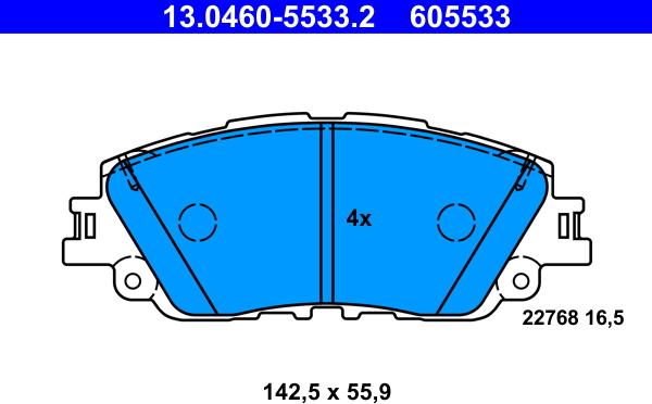 ATE 13.0460-5533.2 - Brake Pad Set, disc brake onlydrive.pro