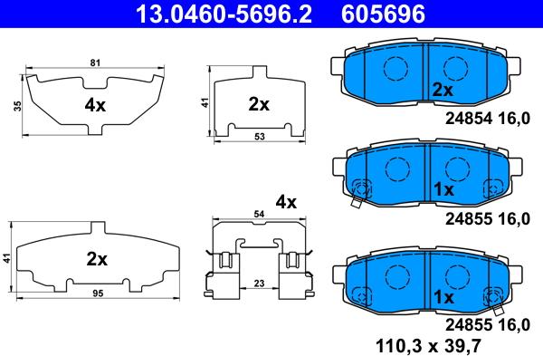 ATE 13.0460-5696.2 - Brake Pad Set, disc brake onlydrive.pro