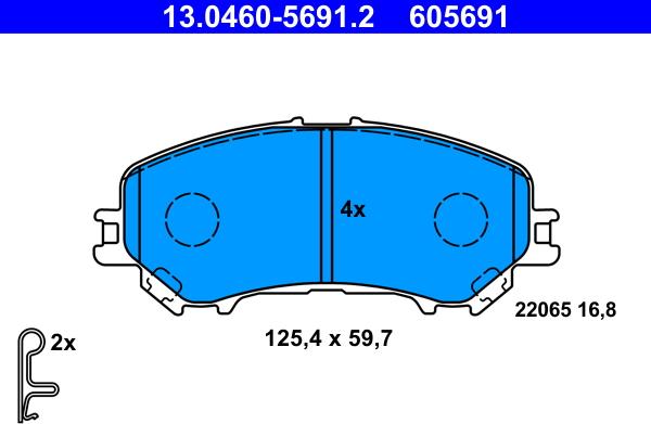 ATE 13.0460-5691.2 - Brake Pad Set, disc brake onlydrive.pro