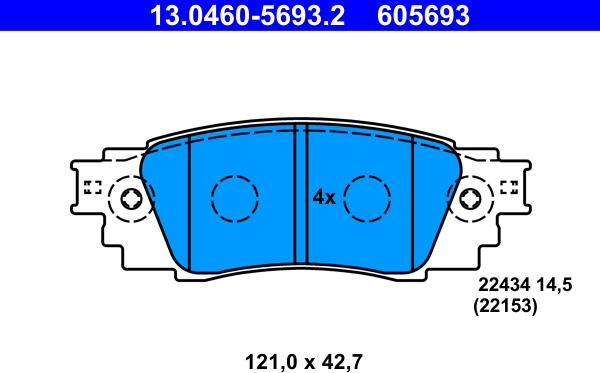 ATE 13.0460-5693.2 - Brake Pad Set, disc brake onlydrive.pro