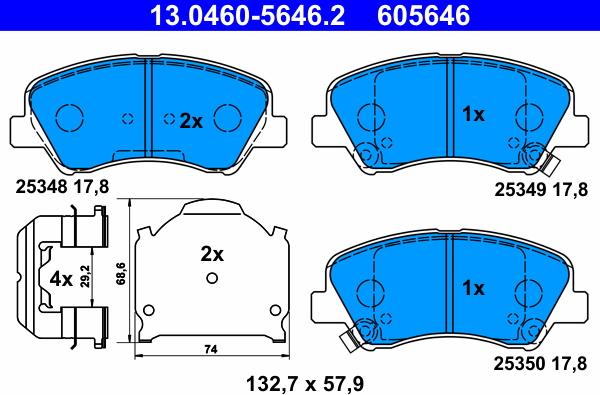 ATE 13.0460-5646.2 - Brake Pad Set, disc brake onlydrive.pro