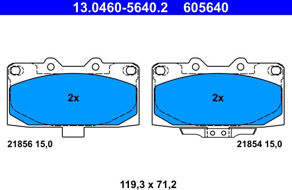 ATE 13.0460-5640.2 - Тормозные колодки, дисковые, комплект onlydrive.pro