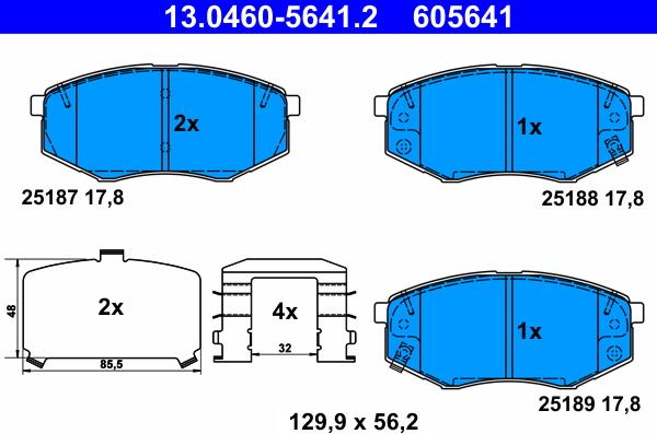 ATE 13.0460-5641.2 - Тормозные колодки, дисковые, комплект onlydrive.pro