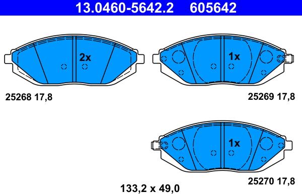 ATE 13.0460-5642.2 - Stabdžių trinkelių rinkinys, diskinis stabdys onlydrive.pro