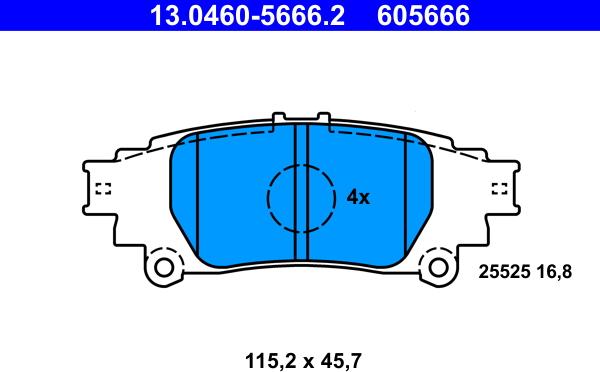 ATE 13.0460-5666.2 - Piduriklotsi komplekt,ketaspidur onlydrive.pro