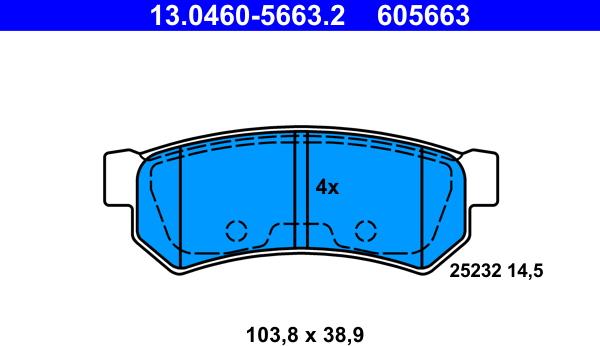 ATE 13.0460-5663.2 - Brake Pad Set, disc brake onlydrive.pro