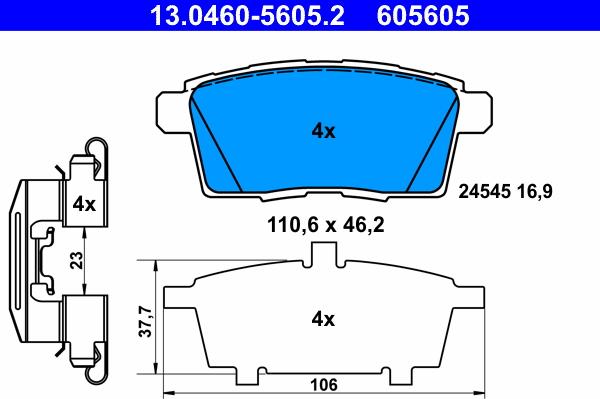 ATE 13.0460-5605.2 - Brake Pad Set, disc brake onlydrive.pro