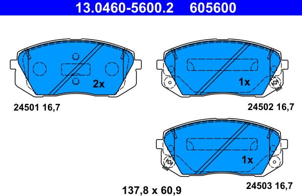 ATE 13.0460-5600.2 - Brake Pad Set, disc brake onlydrive.pro