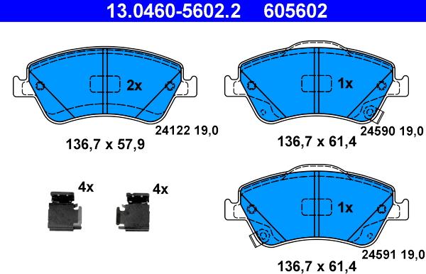 ATE 13.0460-5602.2 - Brake Pad Set, disc brake onlydrive.pro