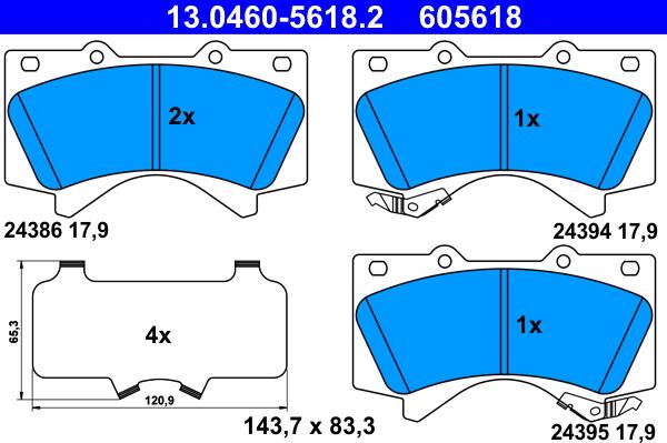 ATE 13.0460-5618.2 - Brake Pad Set, disc brake onlydrive.pro