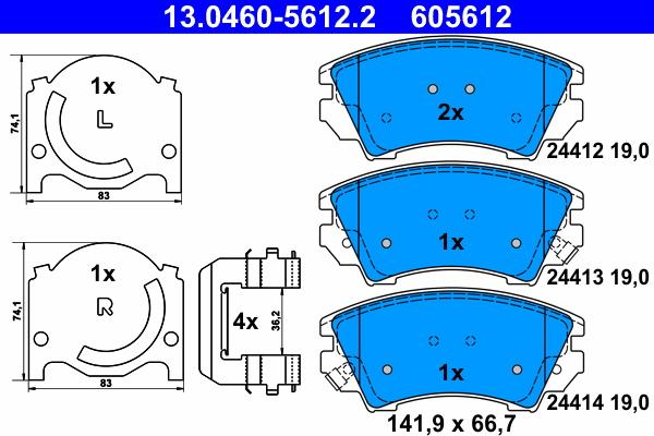 ATE 13.0460-5612.2 - Brake Pad Set, disc brake onlydrive.pro