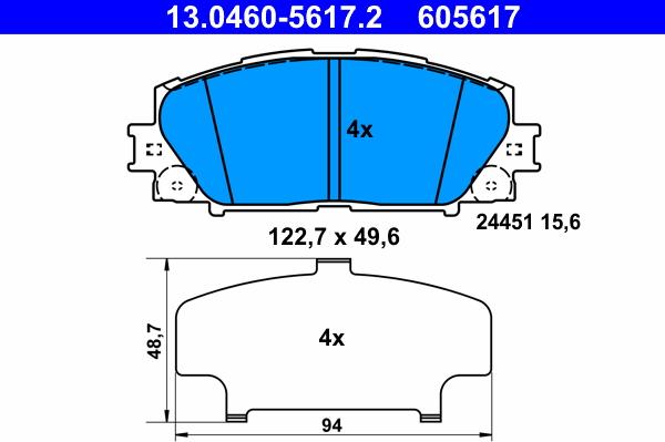 ATE 13.0460-5617.2 - Brake Pad Set, disc brake onlydrive.pro