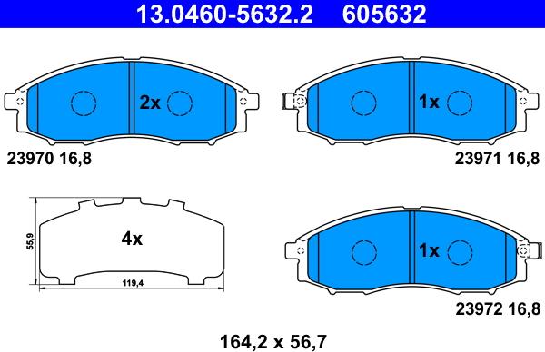 ATE 13.0460-5632.2 - Тормозные колодки, дисковые, комплект onlydrive.pro