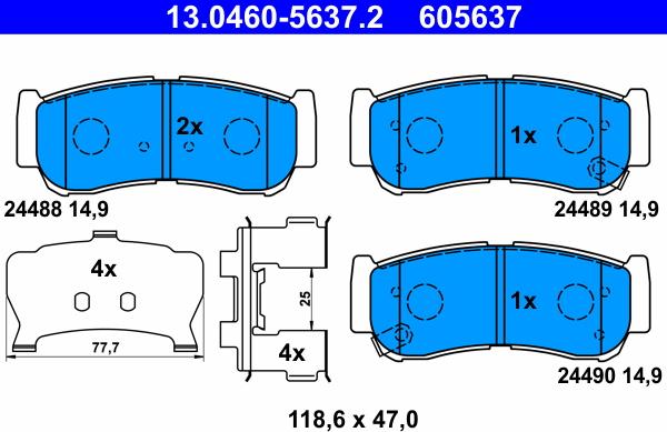 ATE 13.0460-5637.2 - Brake Pad Set, disc brake onlydrive.pro