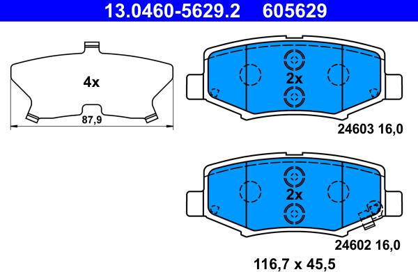 ATE 13.0460-5629.2 - Piduriklotsi komplekt,ketaspidur onlydrive.pro