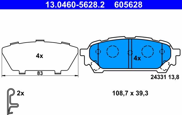 ATE 13.0460-5628.2 - Brake Pad Set, disc brake onlydrive.pro