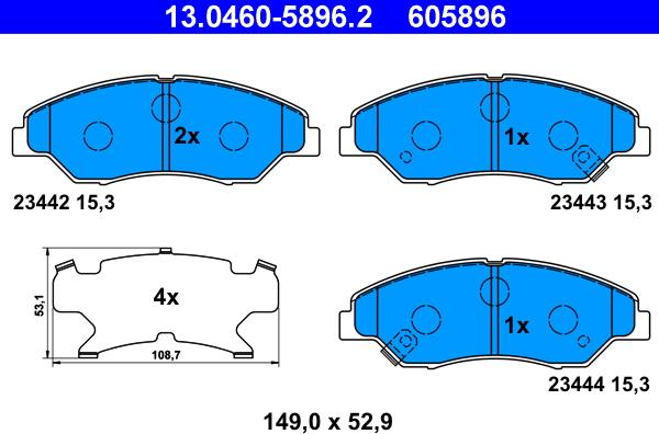 ATE 13.0460-5896.2 - Brake Pad Set, disc brake onlydrive.pro