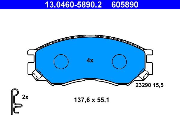 ATE 13.0460-5890.2 - Piduriklotsi komplekt,ketaspidur onlydrive.pro