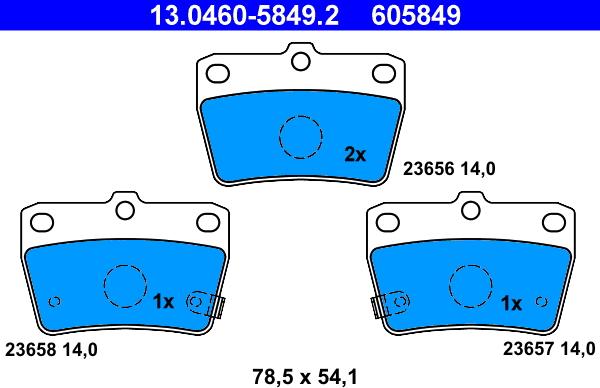 ATE 13.0460-5849.2 - Brake Pad Set, disc brake onlydrive.pro