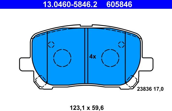 ATE 13.0460-5846.2 - Brake Pad Set, disc brake onlydrive.pro