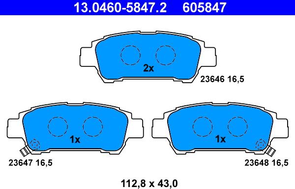 ATE 13.0460-5847.2 - Brake Pad Set, disc brake onlydrive.pro