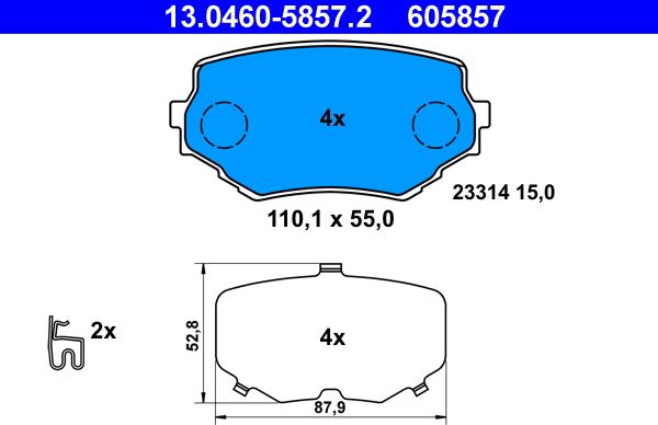 ATE 13.0460-5857.2 - Brake Pad Set, disc brake onlydrive.pro