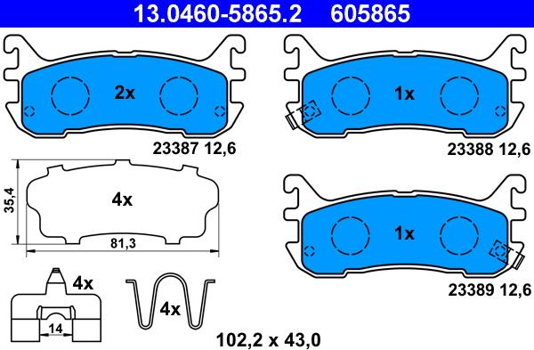 ATE 13.0460-5865.2 - Brake Pad Set, disc brake onlydrive.pro