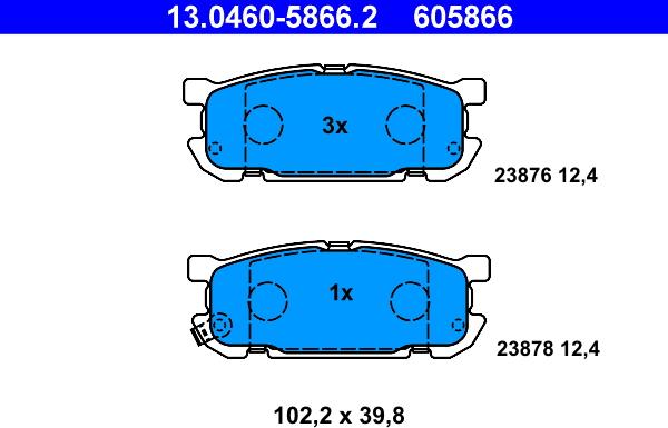 ATE 13.0460-5866.2 - Brake Pad Set, disc brake onlydrive.pro