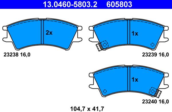 ATE 13.0460-5803.2 - Brake Pad Set, disc brake onlydrive.pro