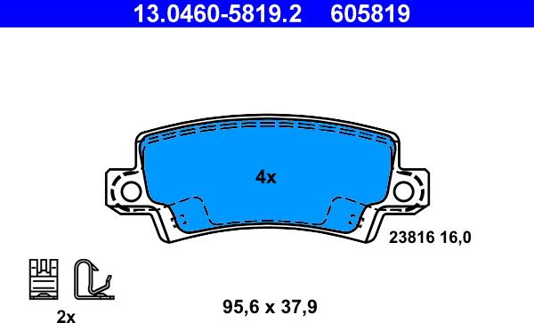 ATE 13.0460-5819.2 - Тормозные колодки, дисковые, комплект onlydrive.pro