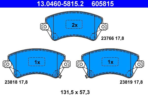 ATE 13.0460-5815.2 - Brake Pad Set, disc brake onlydrive.pro