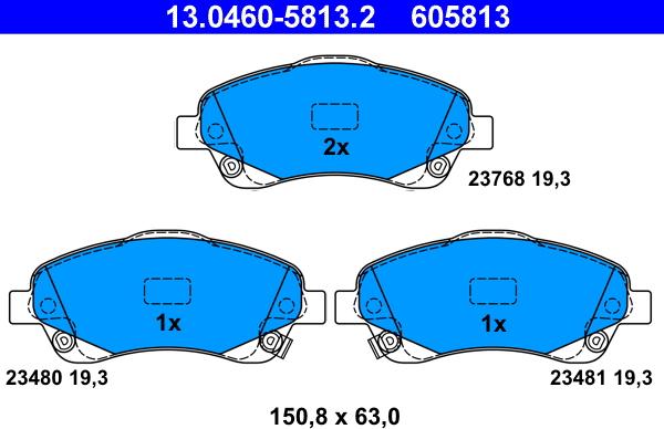 ATE 13.0460-5813.2 - Brake Pad Set, disc brake onlydrive.pro