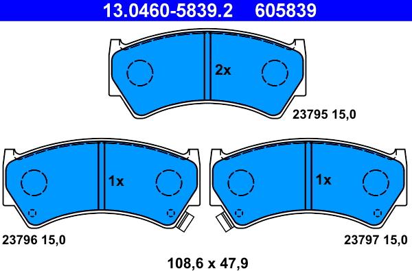 ATE 13.0460-5839.2 - Brake Pad Set, disc brake onlydrive.pro