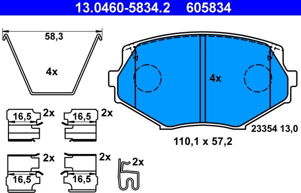 ATE 13.0460-5834.2 - Brake Pad Set, disc brake onlydrive.pro