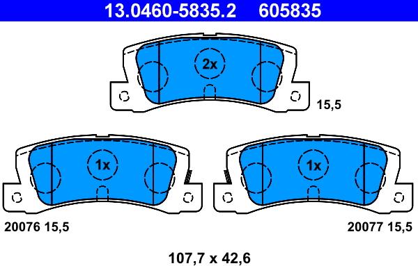 ATE 13.0460-5835.2 - Bremžu uzliku kompl., Disku bremzes onlydrive.pro