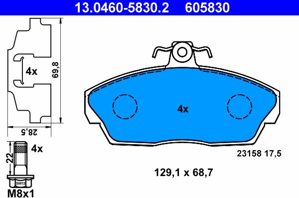 ATE 13.0460-5830.2 - Brake Pad Set, disc brake onlydrive.pro