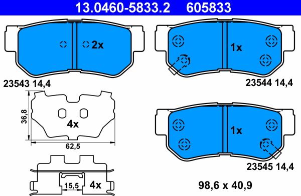 ATE 13.0460-5833.2 - Bremžu uzliku kompl., Disku bremzes onlydrive.pro