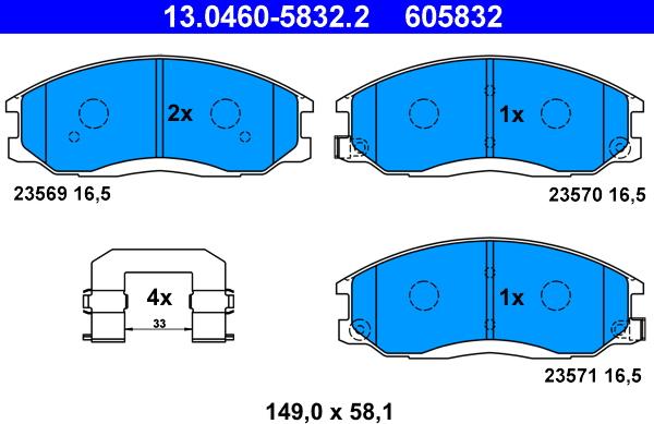 ATE 13.0460-5832.2 - Тормозные колодки, дисковые, комплект onlydrive.pro