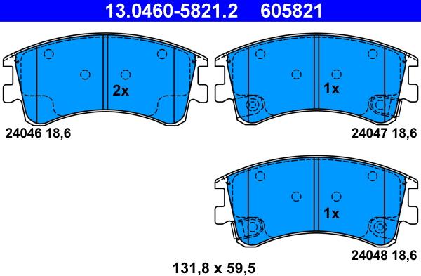 ATE 13.0460-5821.2 - Brake Pad Set, disc brake onlydrive.pro