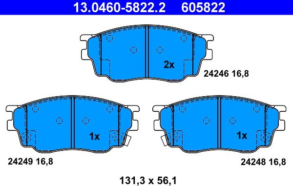 ATE 13.0460-5822.2 - Piduriklotsi komplekt,ketaspidur onlydrive.pro