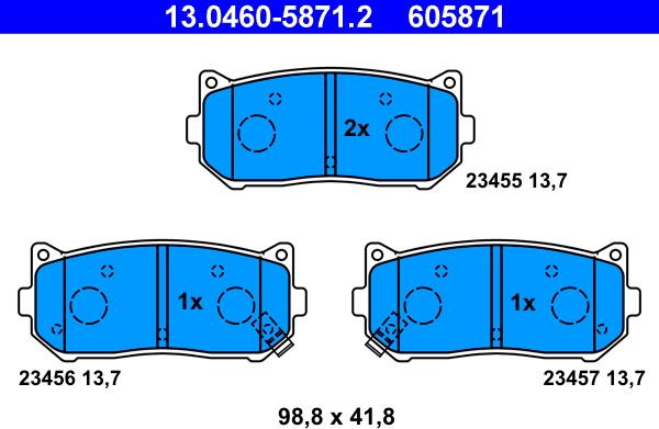 ATE 13.0460-5871.2 - Brake Pad Set, disc brake onlydrive.pro
