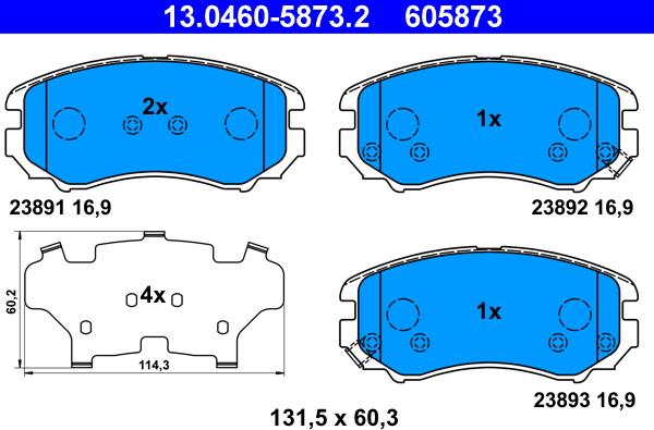 ATE 13.0460-5873.2 - Тормозные колодки, дисковые, комплект onlydrive.pro