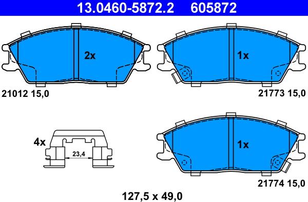 ATE 13.0460-5872.2 - Brake Pad Set, disc brake onlydrive.pro