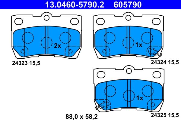 ATE 13.0460-5790.2 - Brake Pad Set, disc brake onlydrive.pro